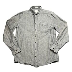 Frank And Oak The Carlsbad Men's Large Grey Cotton Button Down Casual Shirt